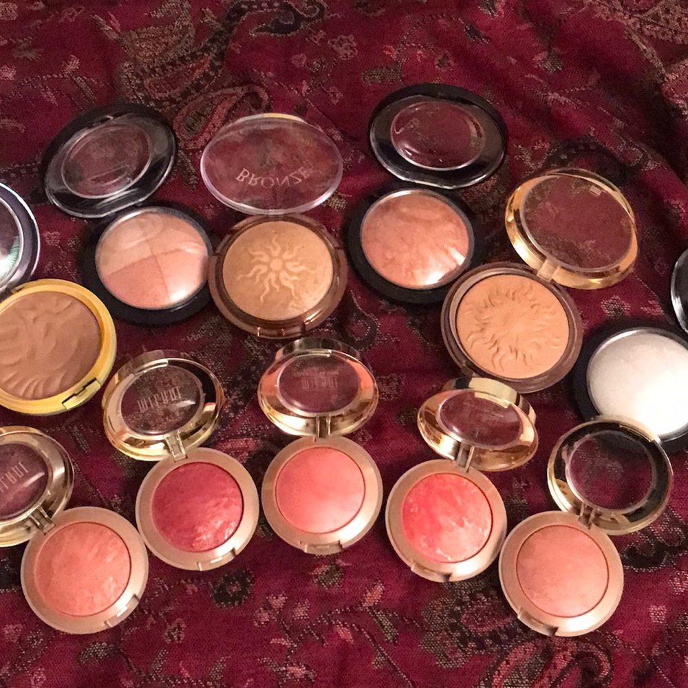 Mac + Milani baked blushes, bronzers, highlighters